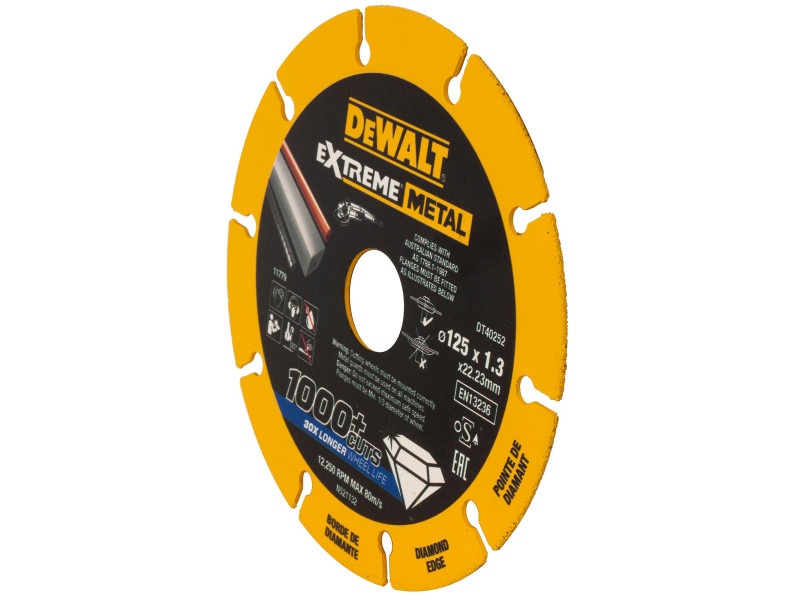 DEWALT EXTREME METAL Disc diamantat de tăiere pentru metal 125 x 1,3 x 22,2 mm (metal/alu/inox) - 1 | YEO