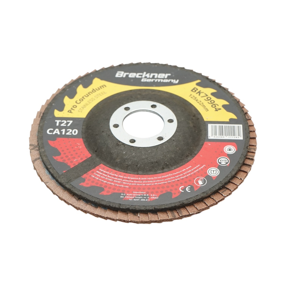 Disc lamelar abraziv corund T27 CA120, 125x22mm pentru slefuire/polizare inox si metal , Cod: BK79964, - 2 | YEO