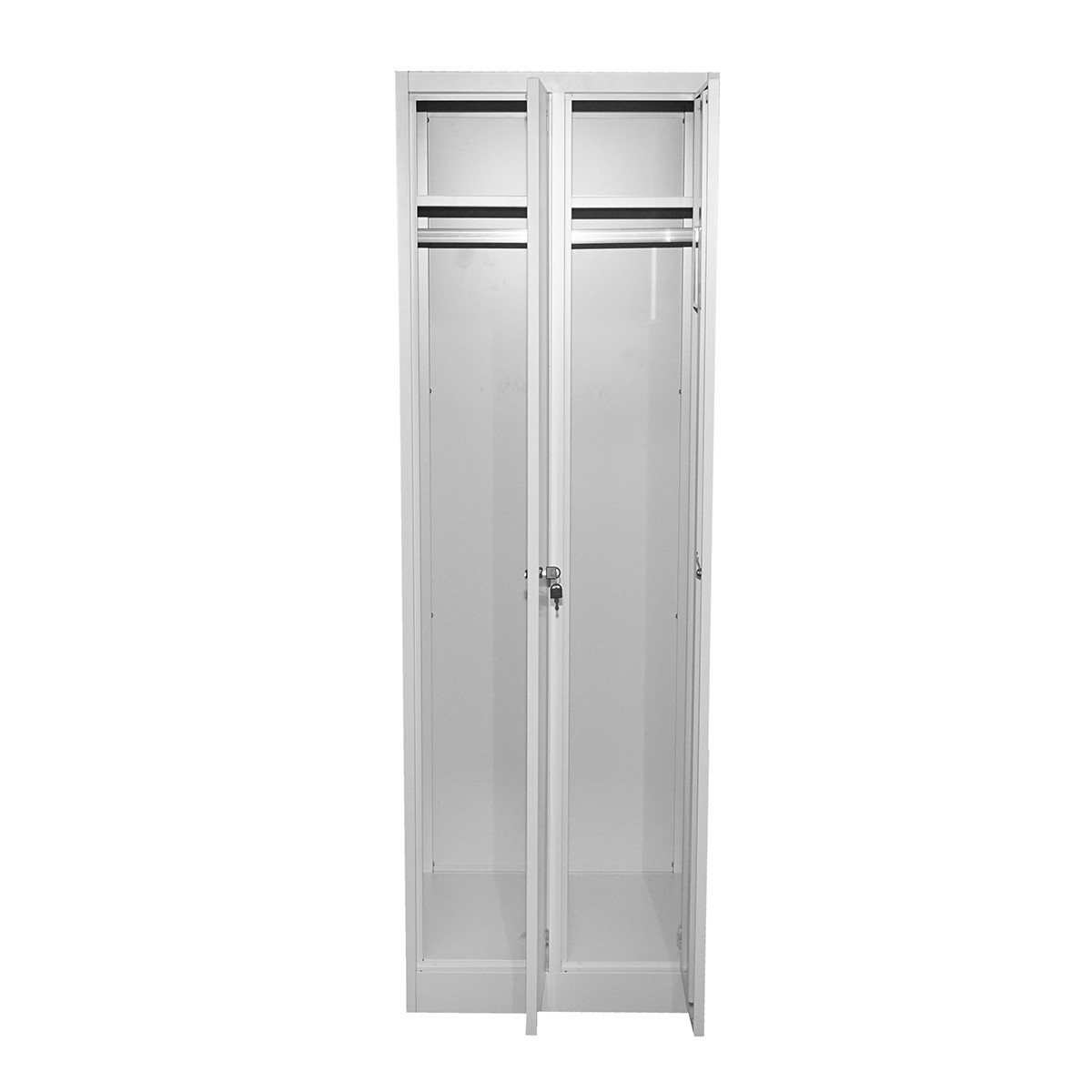 Dulap metalic fiset dublu tip vestiar 1800x600x450mm cu 2 usi securizate, raft si bara, gri, Cod: BK92937, Echivalență: DISEG32, Breckner Germany - 2 | YEO