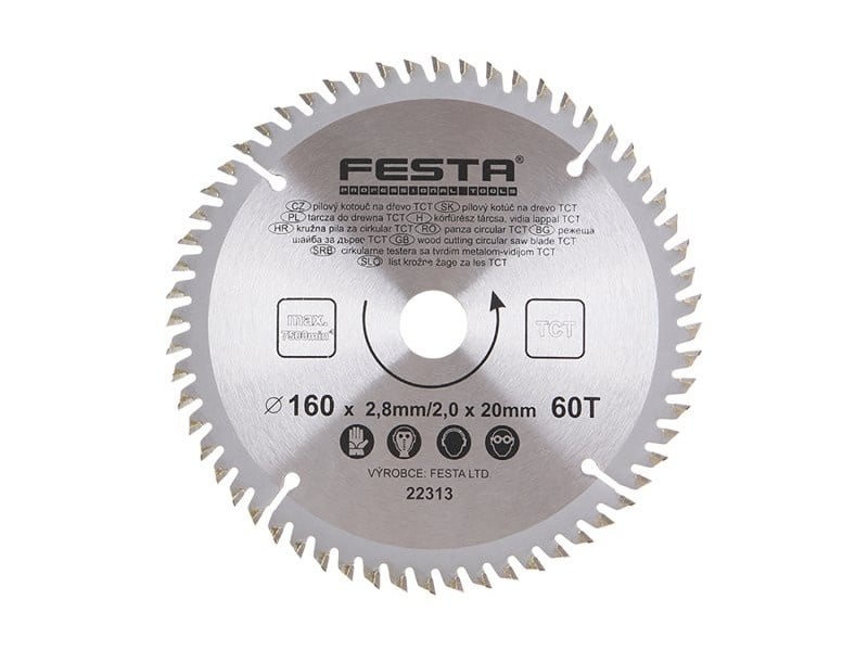 FESTA Lamă de ferăstrău pentru lemn 160 x 20 x 2,0 mm / 60T