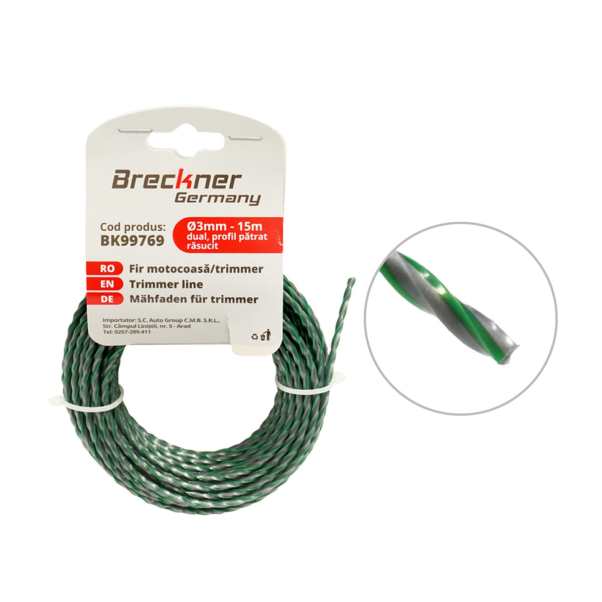 Fir patrat rasucit pentru motocoasa 3mmx15m, Cod: BK99769, Brand: BRECKNER GERMANY