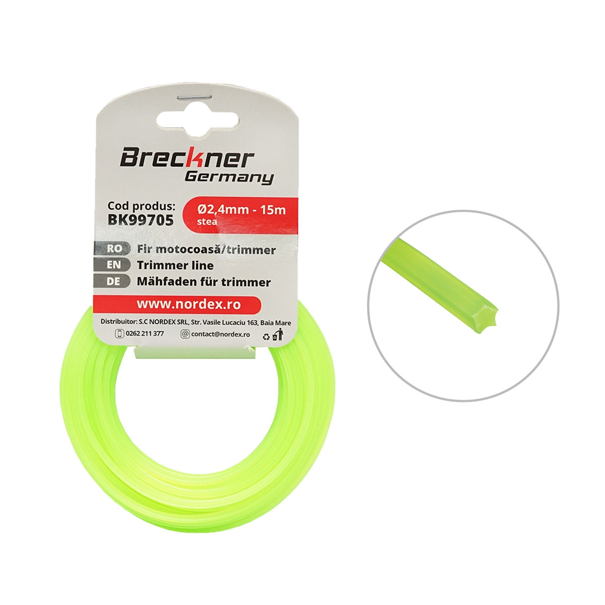 Fir stea pentru motocoasa, 2.4 mm x 15 m, Cod: BK99705, Brand: BRECKNER GERMANY