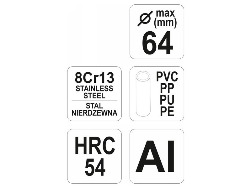 Foarfece de tăiat țevi YATO (PVC) Max D=64 mm Al