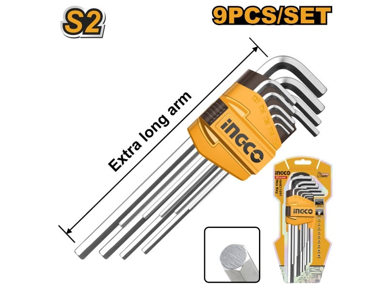 INGCO Set chei Allen lungi 9 piese 1.5-10 mm S2