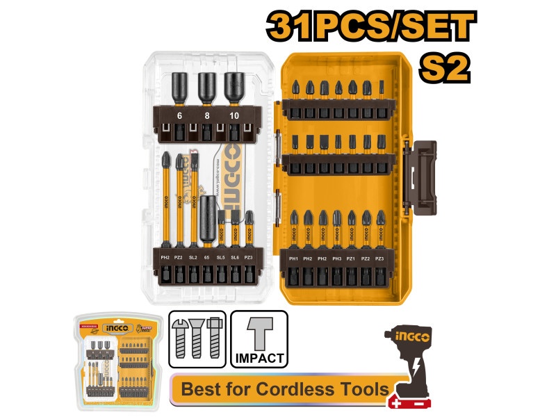 INGCO Set de vârfuri pentru biți de impact 31 piese S2