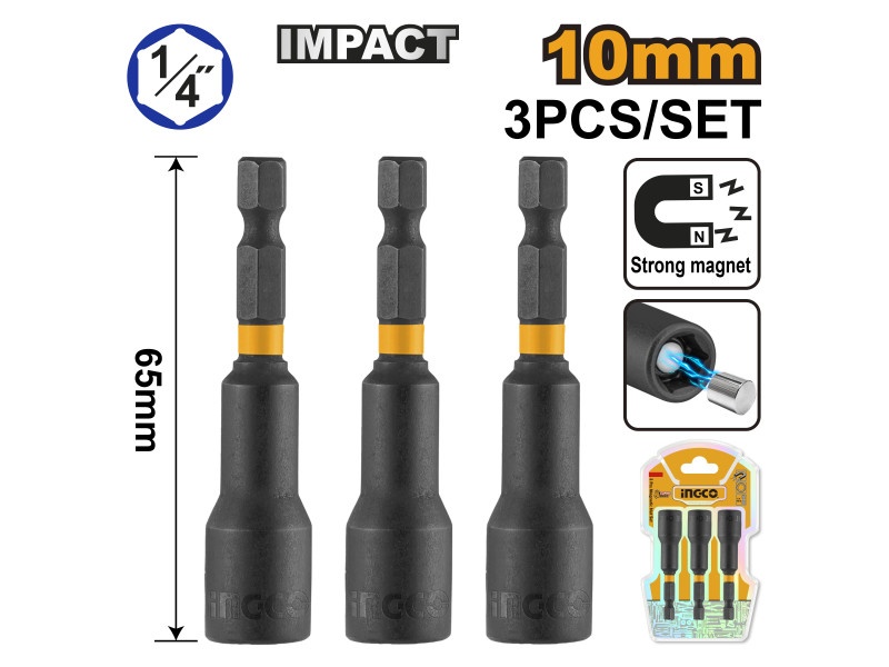 INGCO Șurubelniță cu impact 10 mm (3 buc)