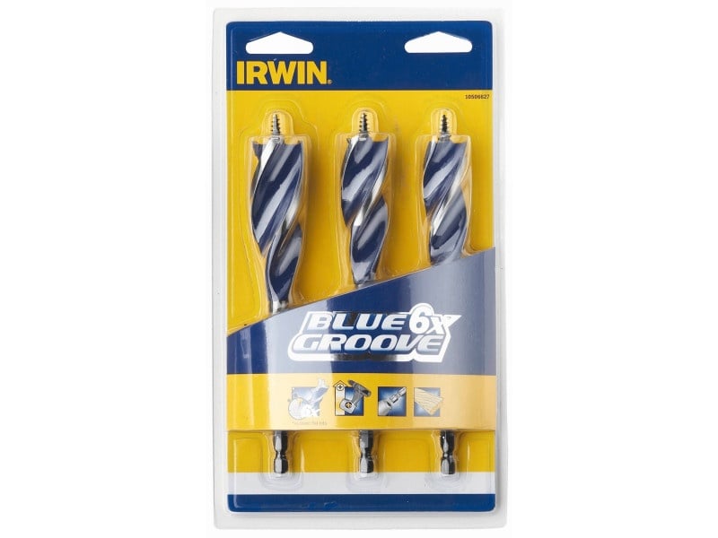 IRWIN Set de burghie pentru lemn 3 bucăți 100 mm bit Blue Groove 6x