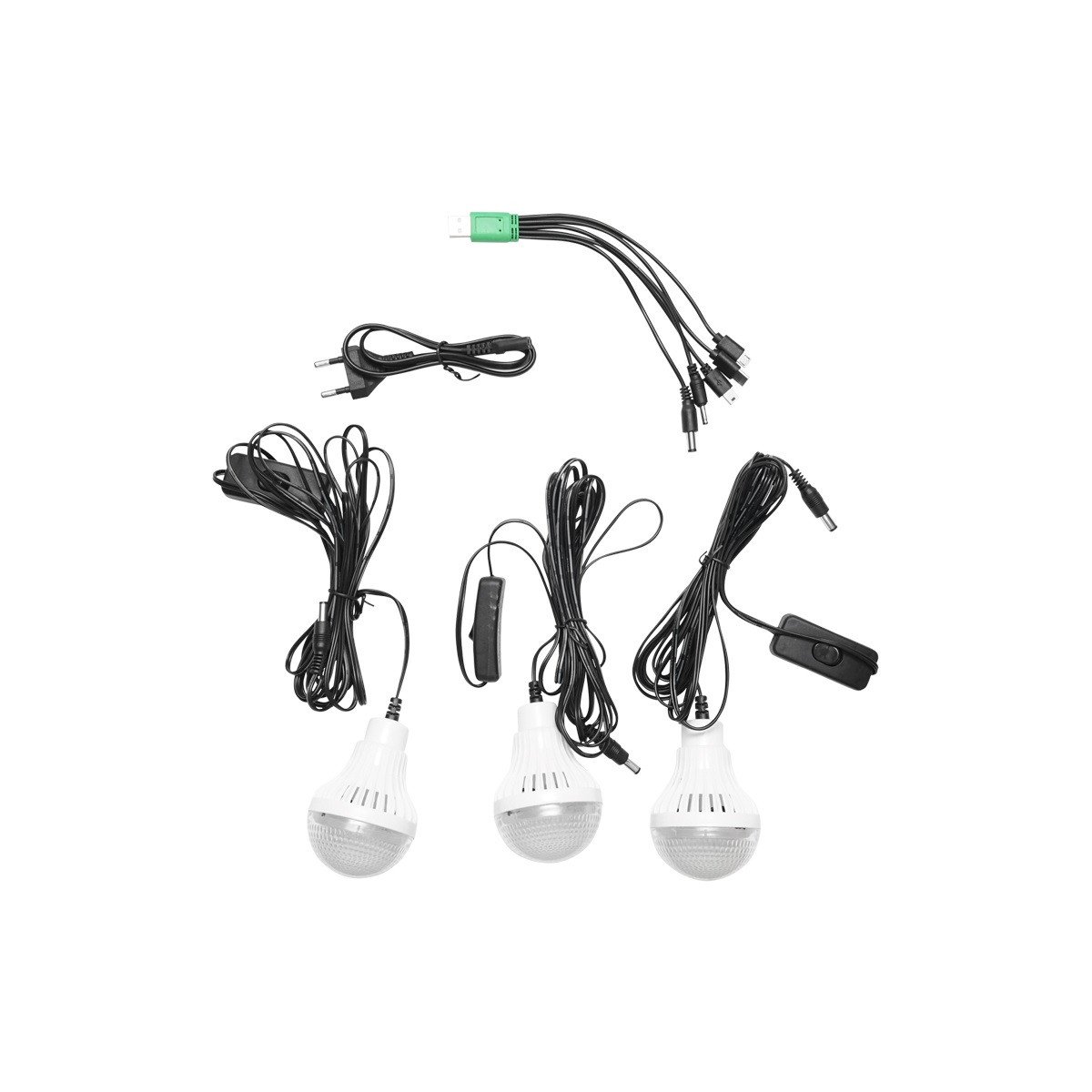 Kit iluminat portabil, LED, cu 3 becuri/proiector, panou solar si baterie, 6V, 4.5Ah, pentru pescuit, camping, GD-12, Cod: DISLK17, Gdplus