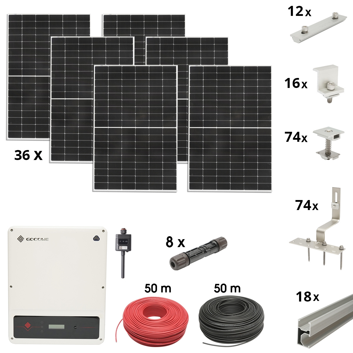 Kit sistem solar fotovoltaic trifazic ON-GRID 15KW cu panouri 36x450W prosumator WIFI cu sistem fixare acoperis tigla , Cod: BK88710, Brand: BRECKNER GERMANY