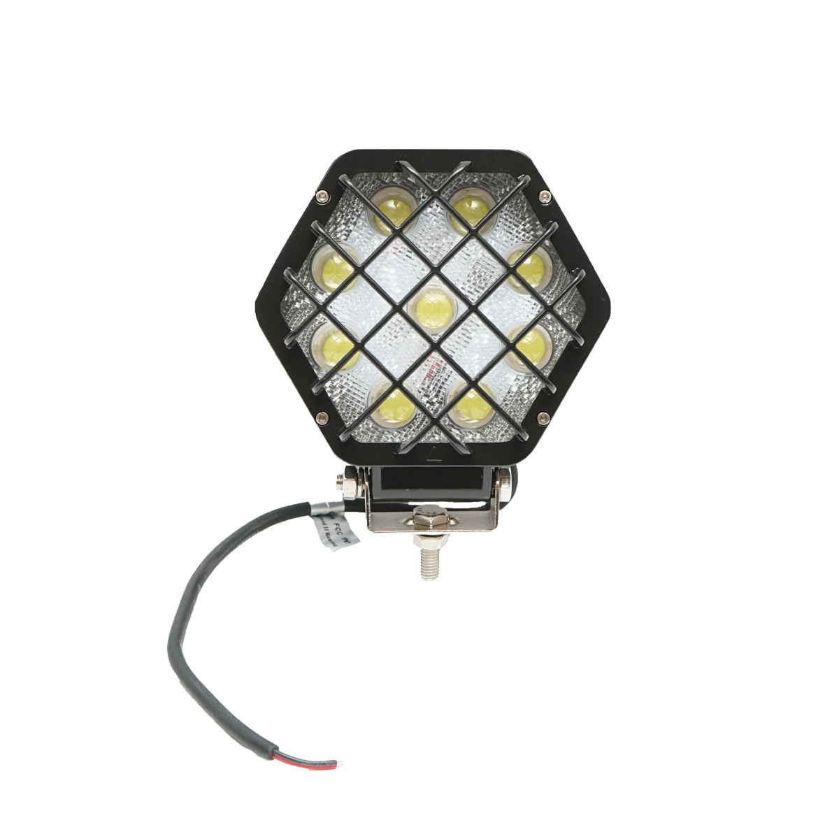 Lampa proiector hexagonal cu grilaj metalic negru, 9 LED-uri, unghi de radiere 30, DC 10-80V 27W, Cod: BK69060B, Brand: BRECKNER GERMANY