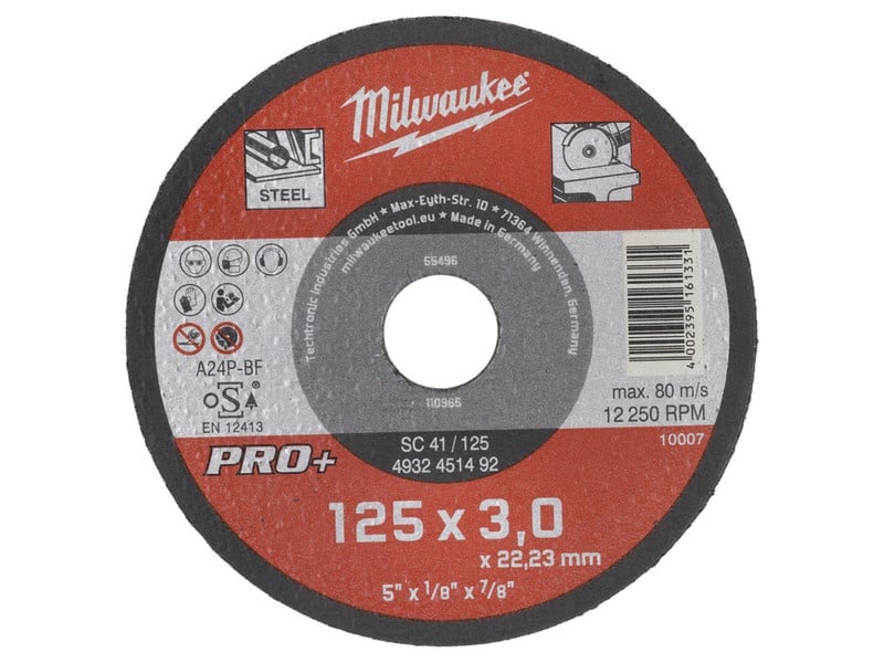 MILWAUKEE Disc de tăiat pentru metal 125 x 3,0 x 22,2 mm drept SC41 PRO+