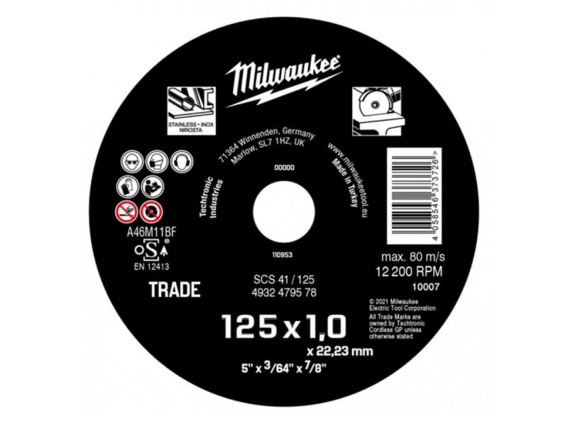 MILWAUKEE Disc de tăiere pentru metal 125 x 1,0 x 22,2 mm ECO SCS 41