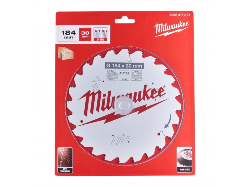 MILWAUKEE Lamă de ferăstrău pentru lemn 184 x 30 x 2,2 mm / 24T ATB - 2 | YEO