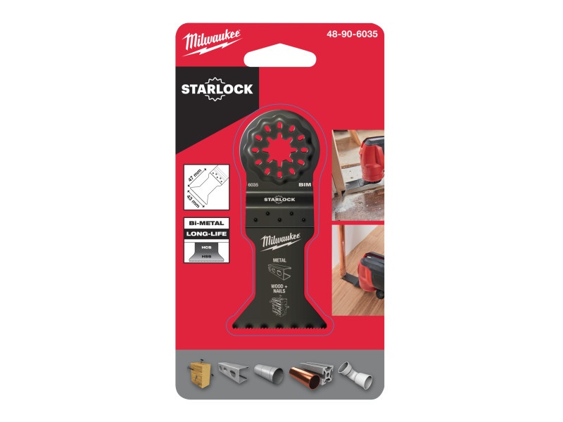 MILWAUKEE Pânză de ferăstrău bimetalică (metal, lemn + cui) 43 x 47 mm Multitool Starlock