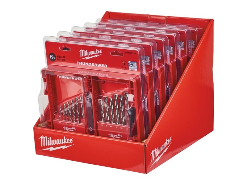 MILWAUKEE Set de 19 burghie 1,0-10,0 mm HSS-G DIN 338 6 buc / tambur DISPLAY