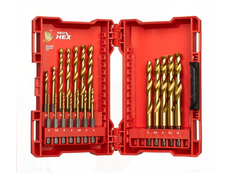 MILWAUKEE Set de burghie 19 piese HSS-G TiN, Red HEX - Shockwave™