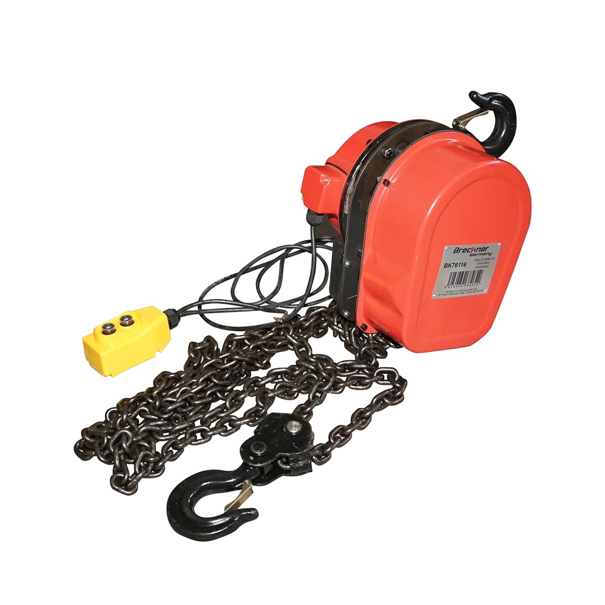 Palan electric otel 220V, 500W cu lant 3m, sarcina maxima 3000 kg, carlig cu siguranta , Cod: BK76116, Breckner Germania