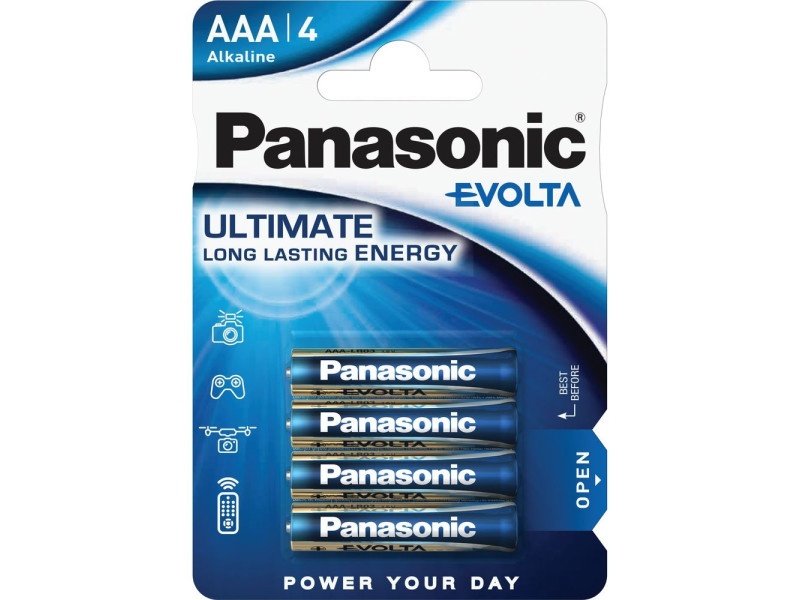 PANASONIC EVOLTA AAA/micro baterii alcaline cu durată de viață super lungă 1,5 V (4 buc)