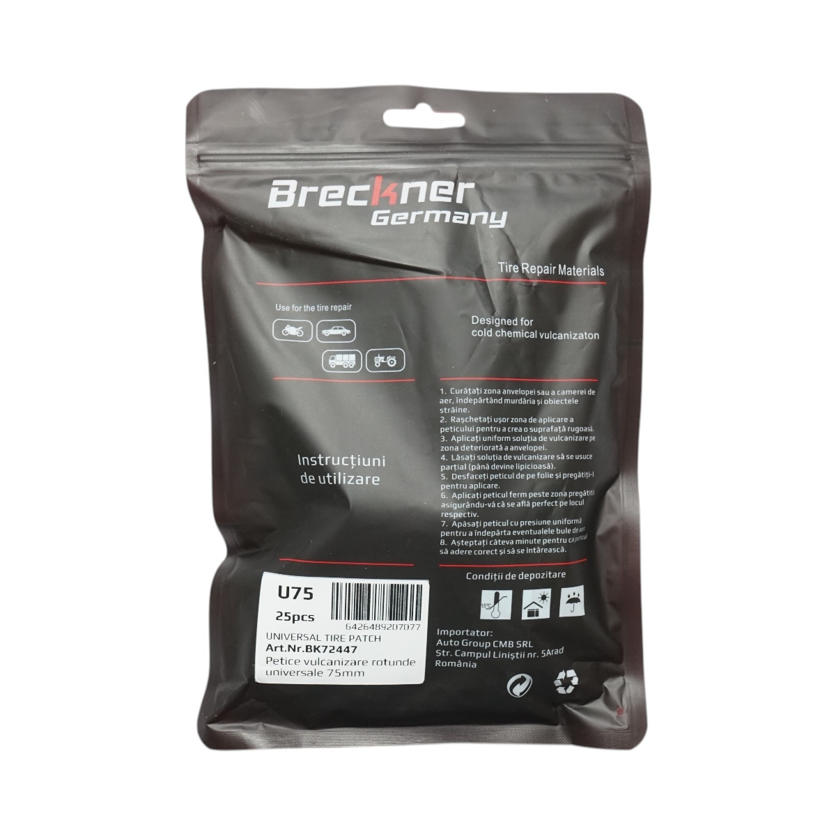 Petice vulcanizare rotunde 75mm BU-02 pentru camere de aer Breckner Germany, BK72447 - 2 | YEO