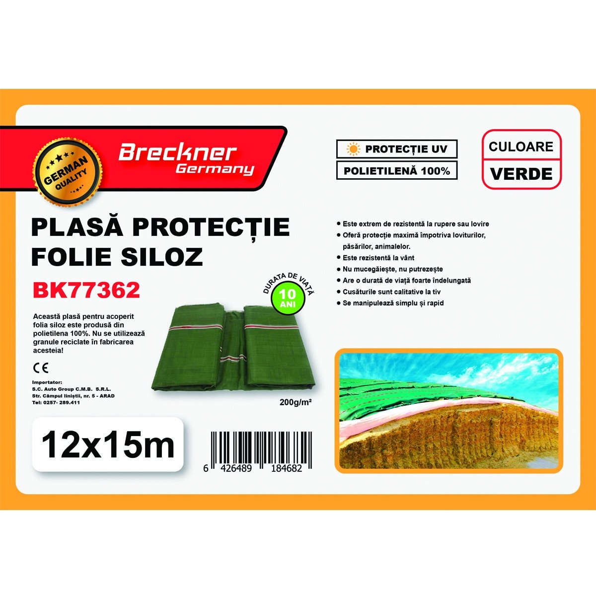 Plasa/prelata protectie pentru folie siloz verde 12x15m, Cod: BK77362 Echivalență: DISEN35, Breckner Germany - 2 | YEO