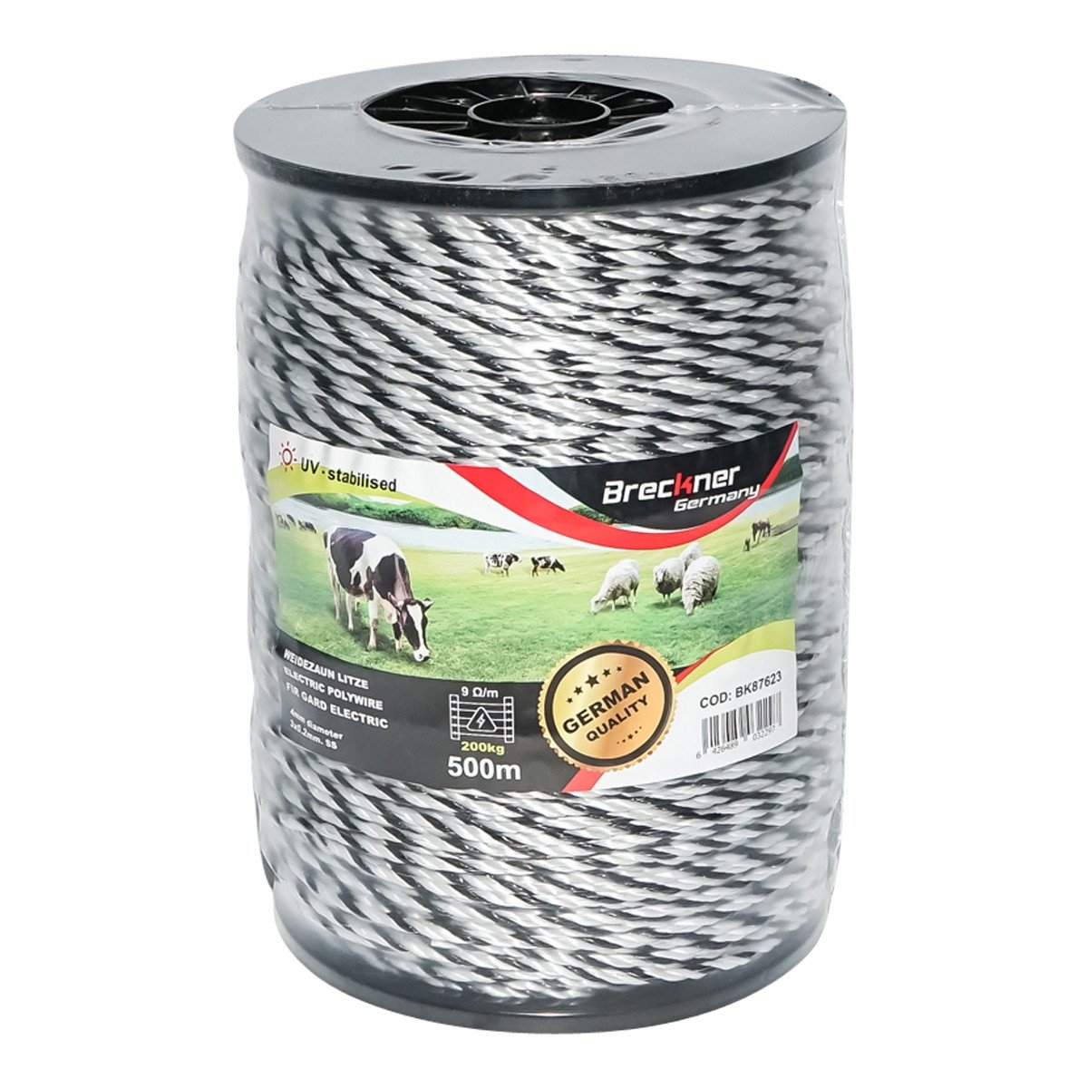 Rola fir alb-negru fi 4 mm 3x0.2mm SS 500m gard electric, Cod: BK87623, Brand: BRECKNER GERMANY - 2 | YEO