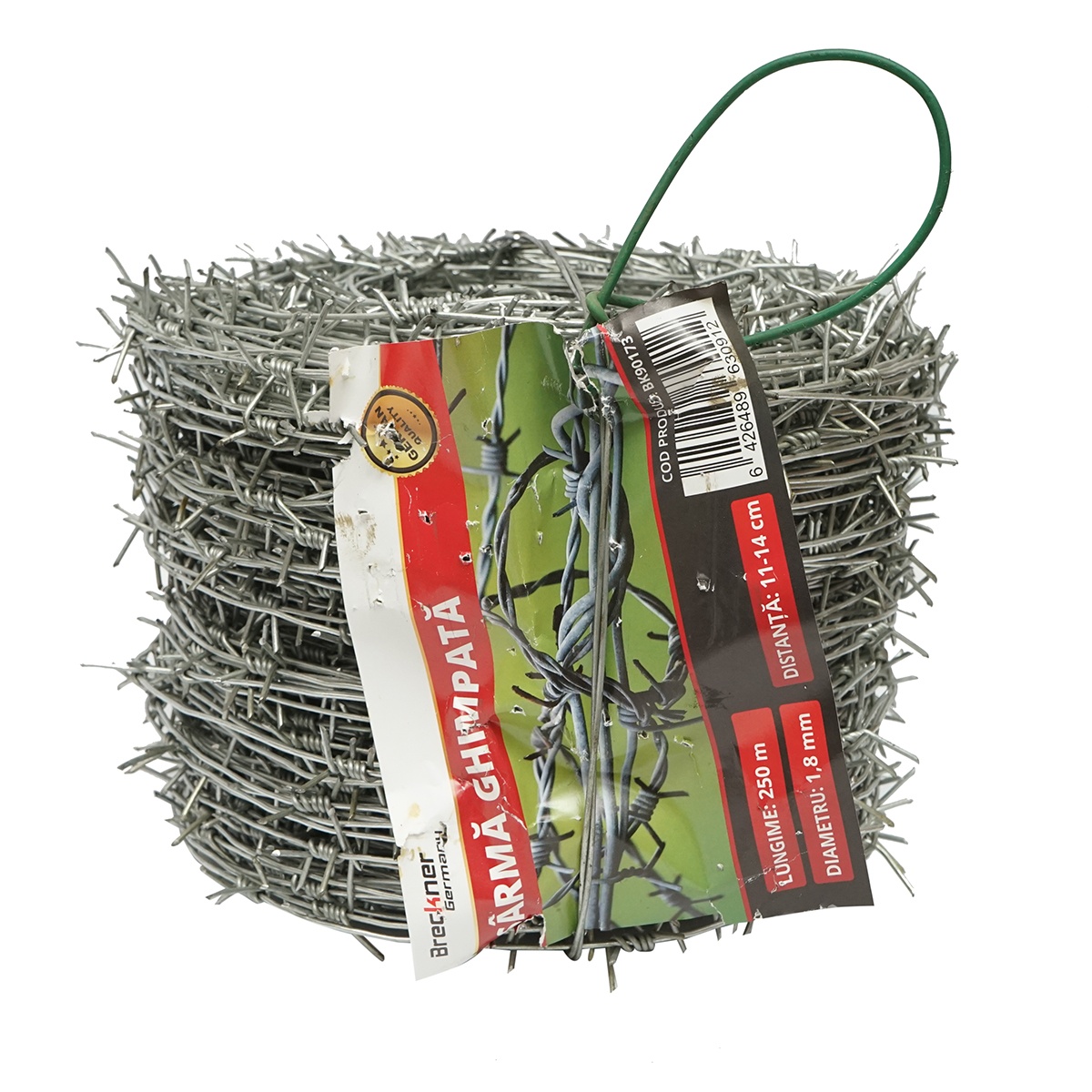 Rola sarma ghimpata zincata 250m, distanta intre ghimpi 11-14cm, pentru ingradit, Cod: BK90173, BRECKNER GERMANY - 1 | YEO