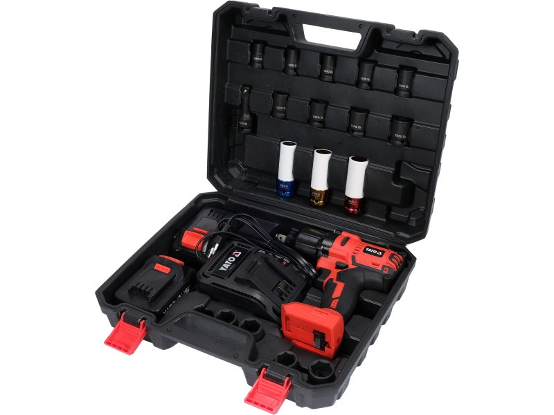 Set de chei cu impact fără fir YATO 21 piese 1/2" 700 Nm 18 V Li-Ion (2 baterii 3.0 Ah și încărcător) - 2 | YEO