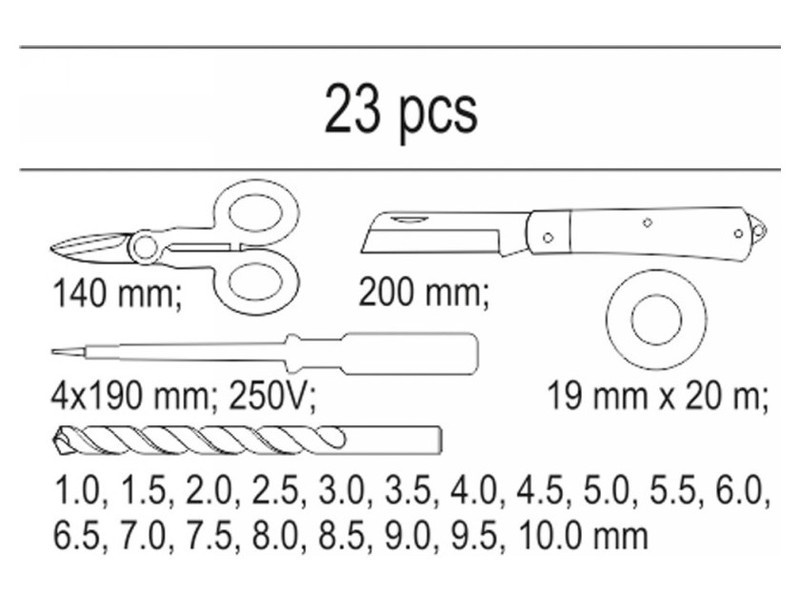 Set de scule YATO 23 de piese (inserție sertar)