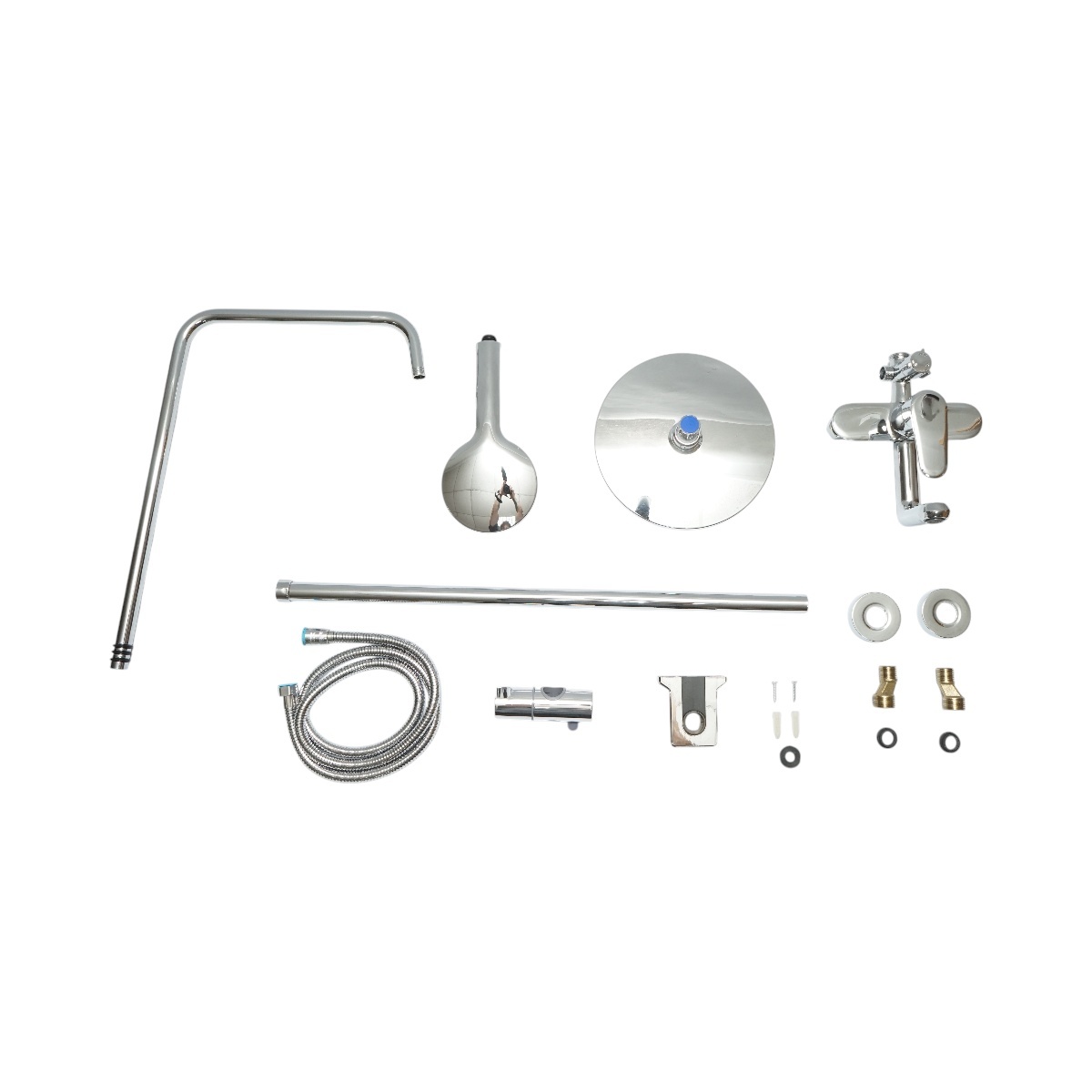 Set dus multifunctional de perete cu dus de mana, pipa cada, dus rotund, cartus ceramic, crom lucios, Cod: DISSY42 - 1 | YEO