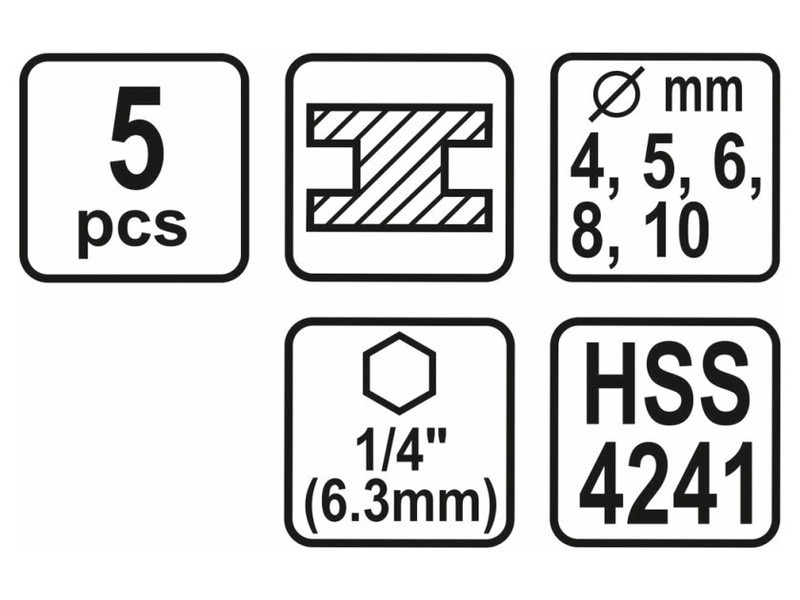 STHOR Set de burghie Set de biți 5 piese HSS - 2 | YEO