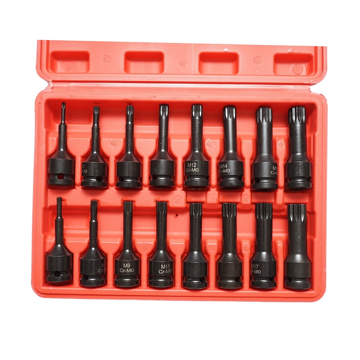 Trusa chei tubulare de impact spline lungi M4-M19, patrat 1/2 inch 16 piese, Cod: DISTT04 - 2 | YEO