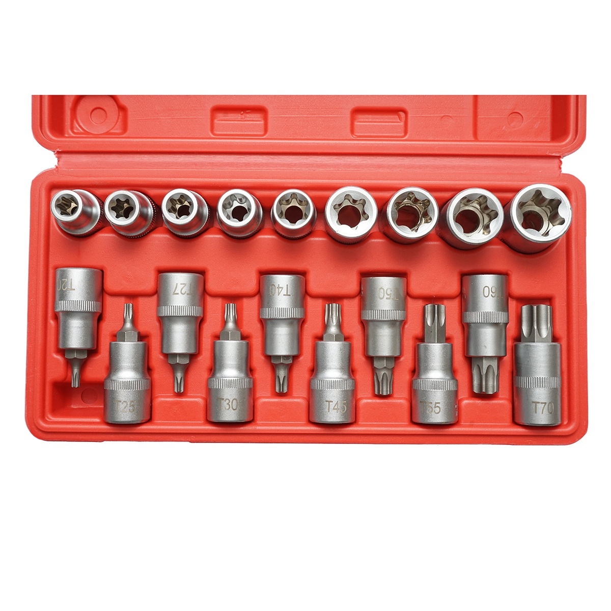 Trusa chei tubulare E-Torx E10-E24, biti torx T20-T70, patrat 1/2 inch 19 piese , Cod: DISTT01 - 2 | YEO