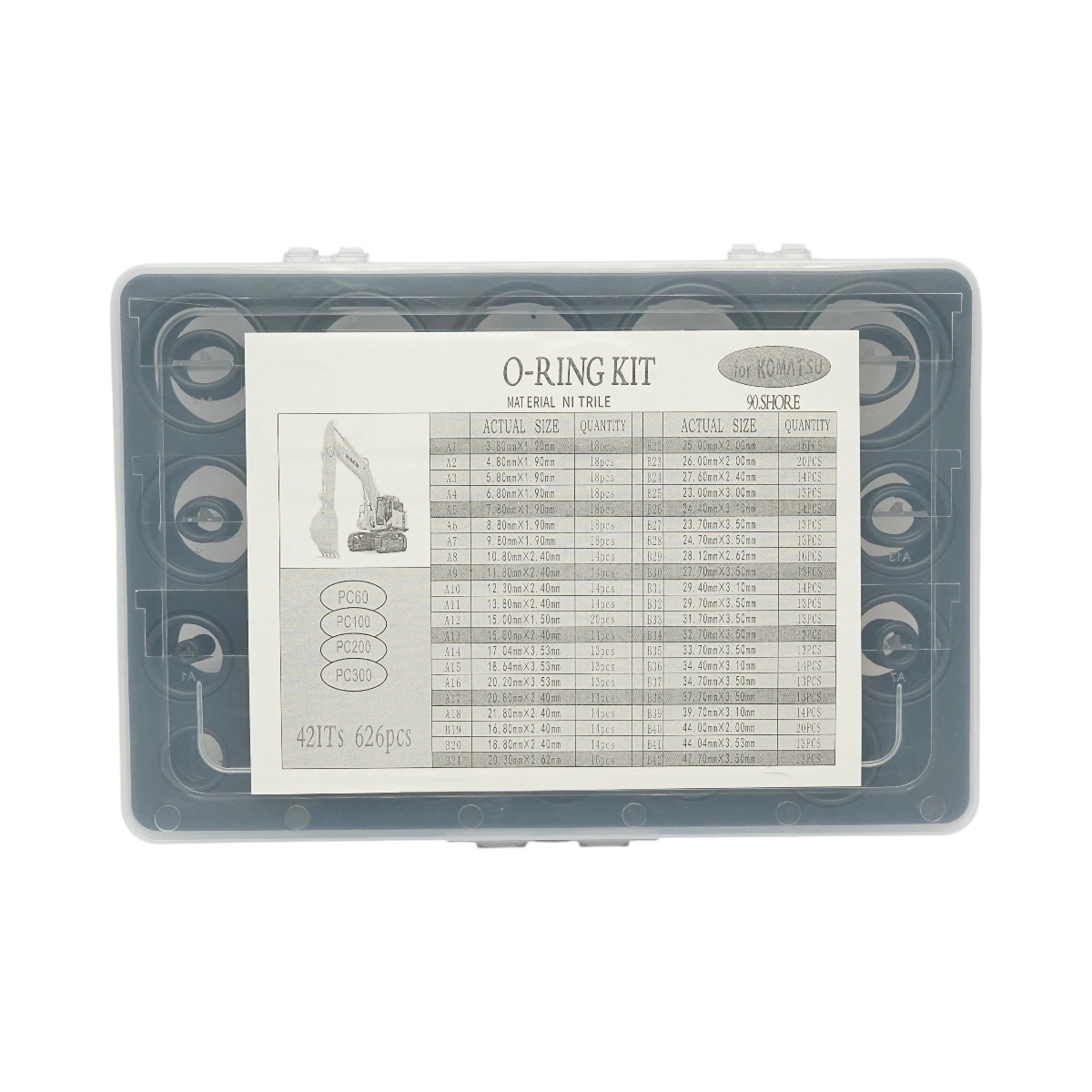 Trusa O-ring Komatsu PC60, PC100, PC200, PC300 626 piese, BK99821, BRECKNER GERMANY