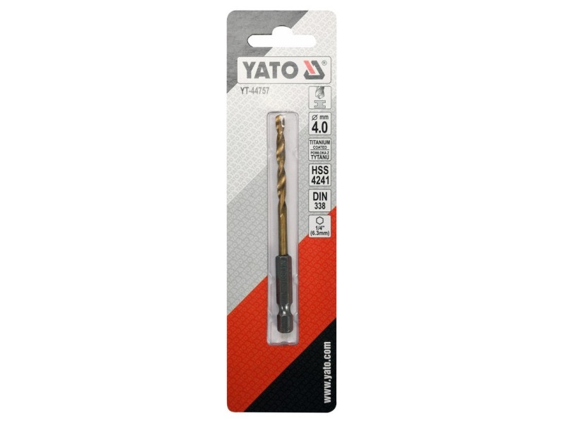 YATO Auger 4,0 x 95/43 mm Suport de bit HSS-TiN - 2 | YEO