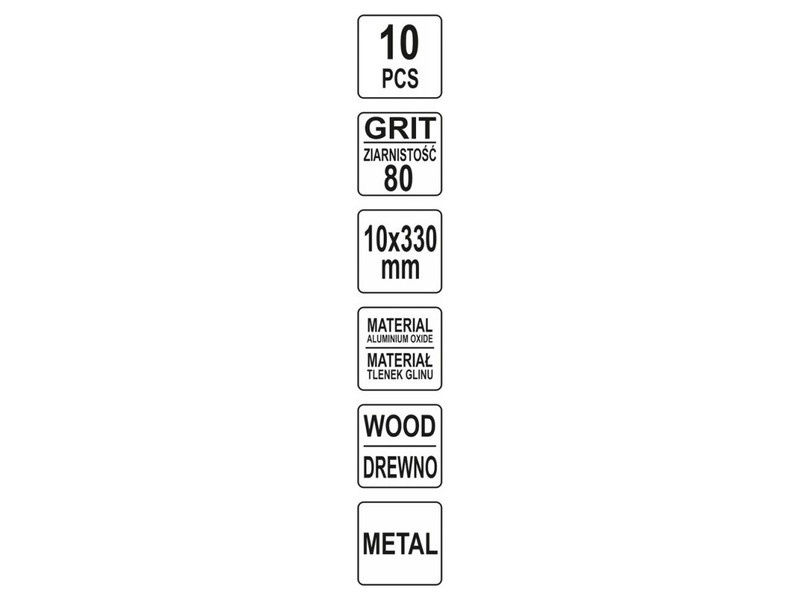 YATO Bandă de șlefuit 330 x 10 mm P80 (10 bucăți)