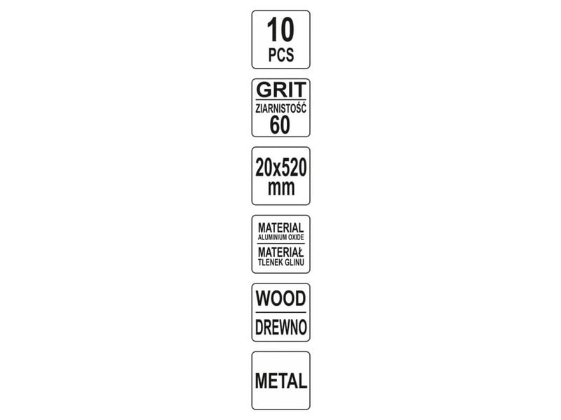 YATO Bandă de șlefuit 520 x 20 mm P60 (10 bucăți) - 4 | YEO