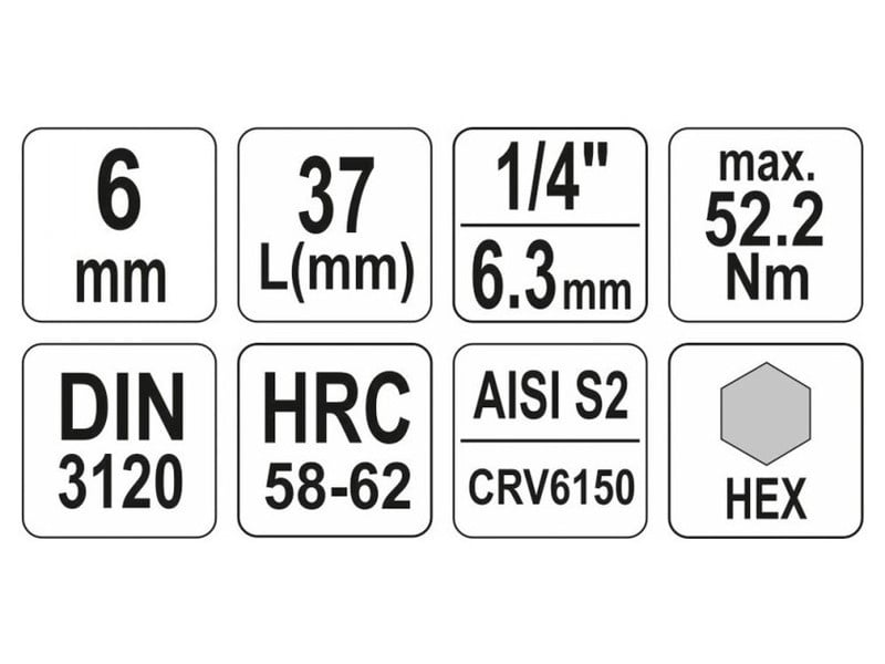 YATO Bit cheie tubulară Allen 1/4" 6 mm CrV - 3 | YEO