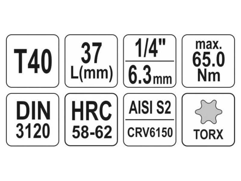 YATO Bit cheie tubulară Torx 1/4" T40 CrV