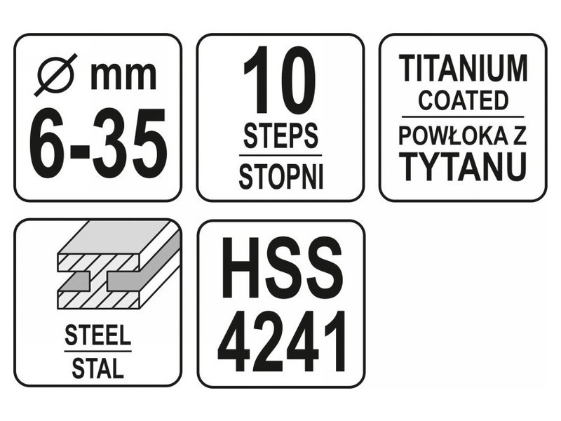 YATO Burghiu cu trepte 6-35 mm 10 trepte HSS titan-nitrură - 3 | YEO