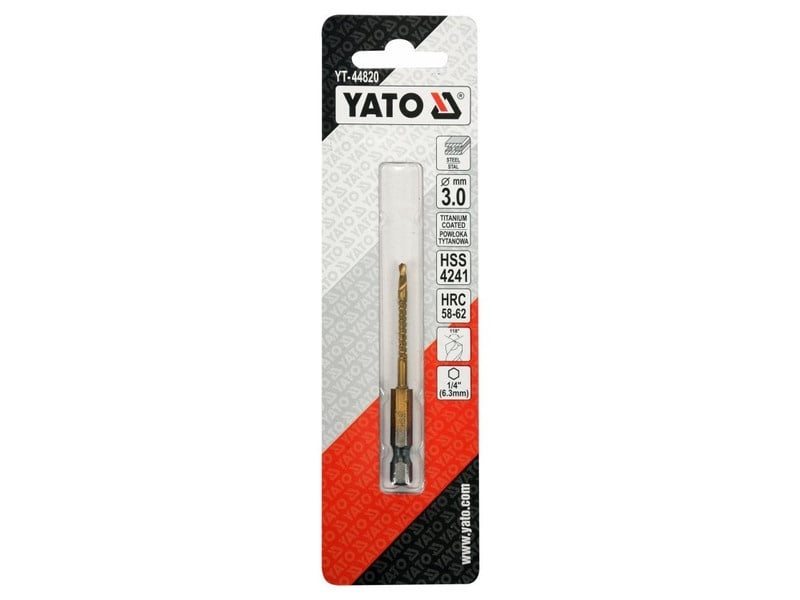 YATO Burghiu de frezat metale 3,0 x 70 mm suport de bit HSS-TiN - 2 | YEO