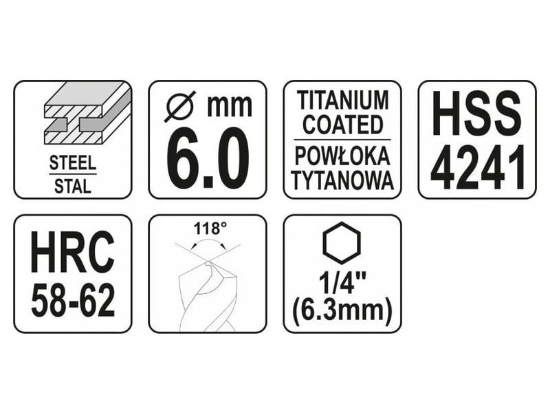 YATO Burghiu de frezat metalic 6,0 x 89 mm suport bit HSS-TiN - 3 | YEO