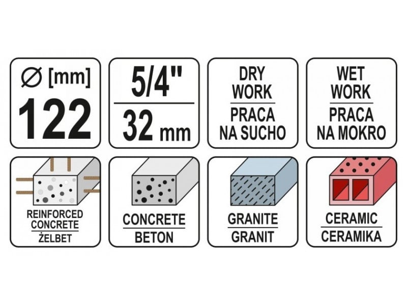 YATO Burghiu diamantat 122 mm