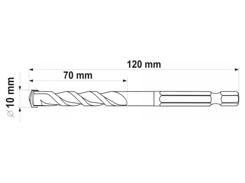 YATO Burghiu universal 10,0 x 120/70 mm suport bit