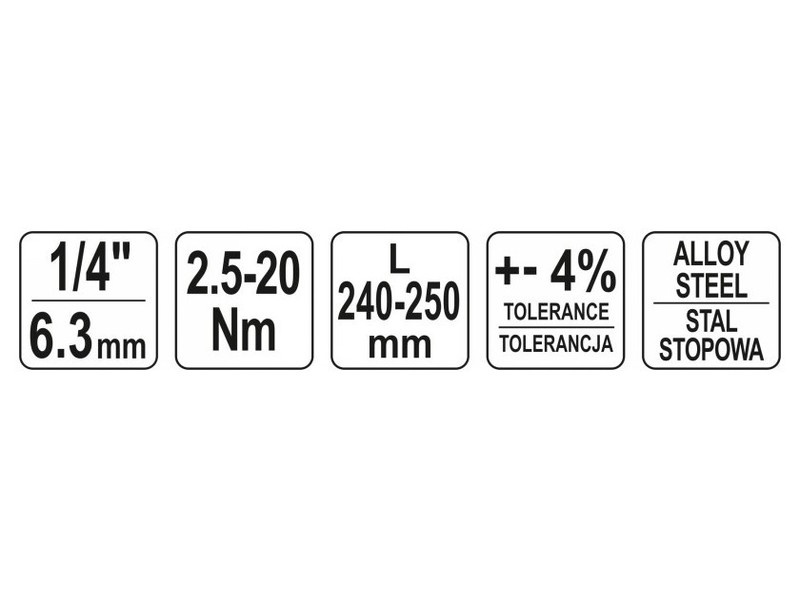 YATO Cheie dinamometrică 1/4" 2,5-20 Nm / 240-250 mm