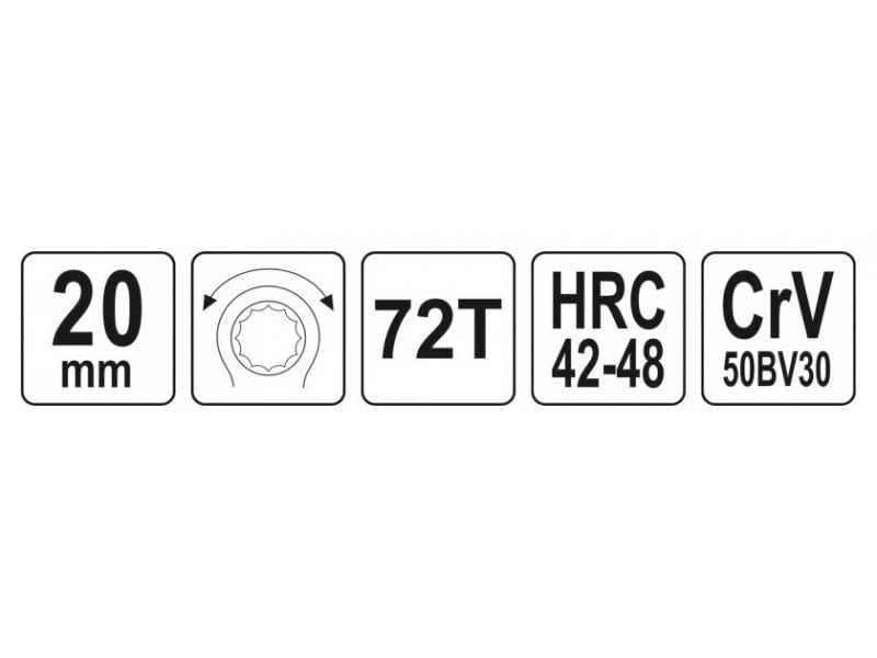 YATO Cheie stea cu clichet 20 mm / 250 mm CrV - 3 | YEO