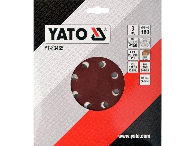 YATO Disc de fixare Velcro 180 mm / P150 (3 buc) - 1 | YEO