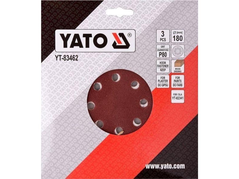 YATO Disc de fixare Velcro 180 mm / P80 (3 buc) - 1 | YEO