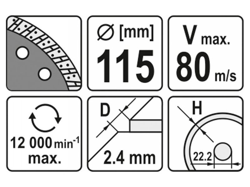 YATO Disc de tăiere diamantat 115 x 2,4 x 8,0 x 22,2 mm turbo - 2 | YEO