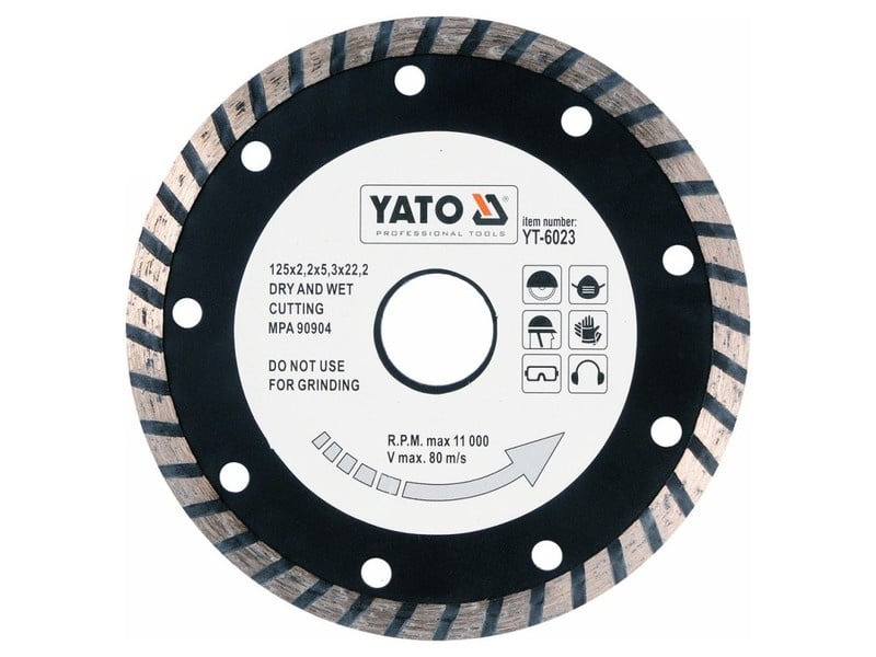 YATO Disc de tăiere diamantat 125 x 2,6 x 8,0 x 22,2 mm turbo