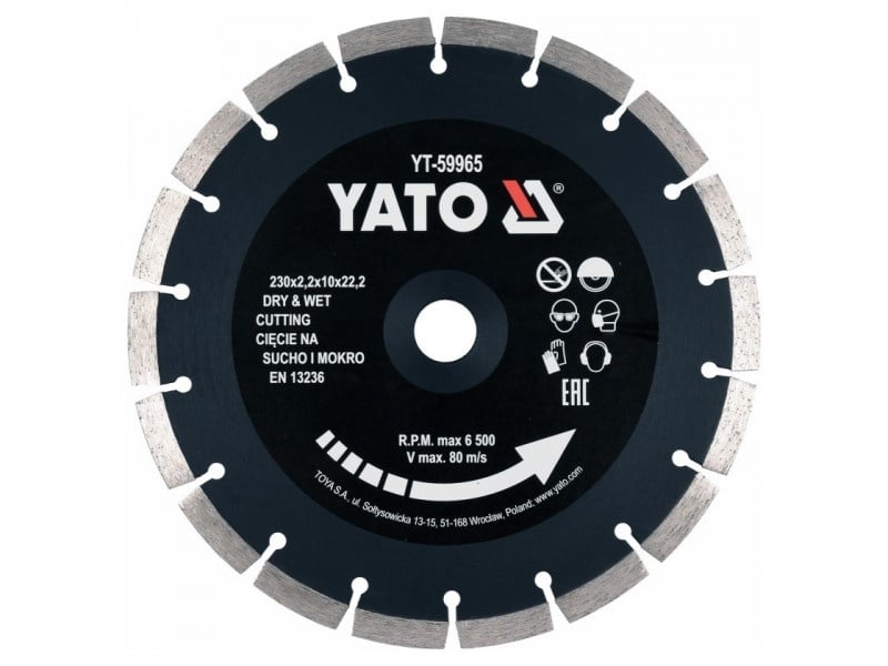 YATO Disc de tăiere diamantat 230 x 2,2 x 10 x 22,2 mm segmentat